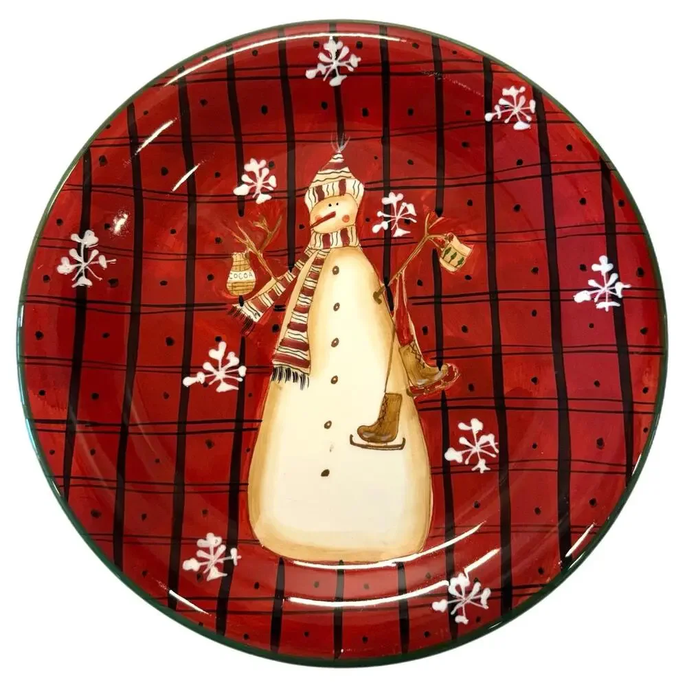 Vintage Noble Excellence Snow Mates Ceramic 11” Dinner Plate – Christmas - Plaid